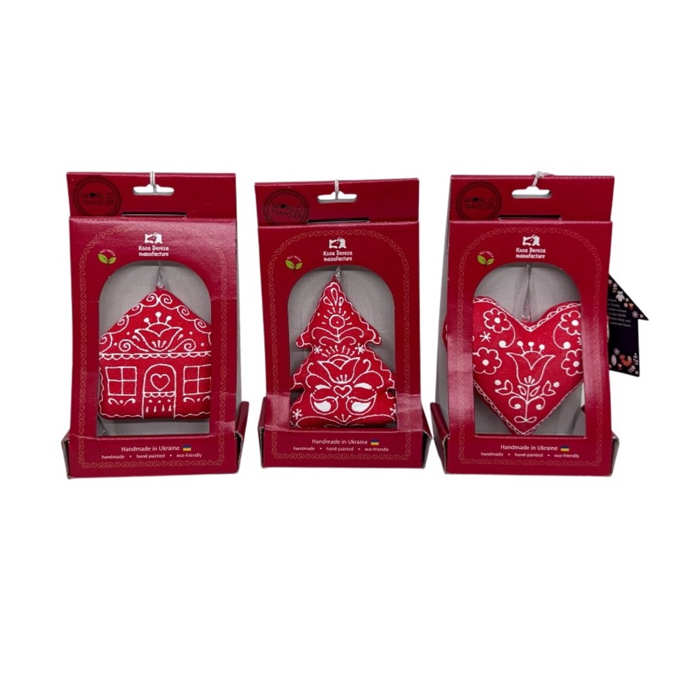3 Pc World Traveler Nordic Folk Handmade & Painted Christmas Ornament Set